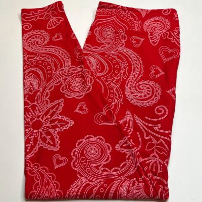 NEW LuLaRoe TC Legging RED Swirl PAISLEY Flower Scroll Heart BANDANNA Mandala